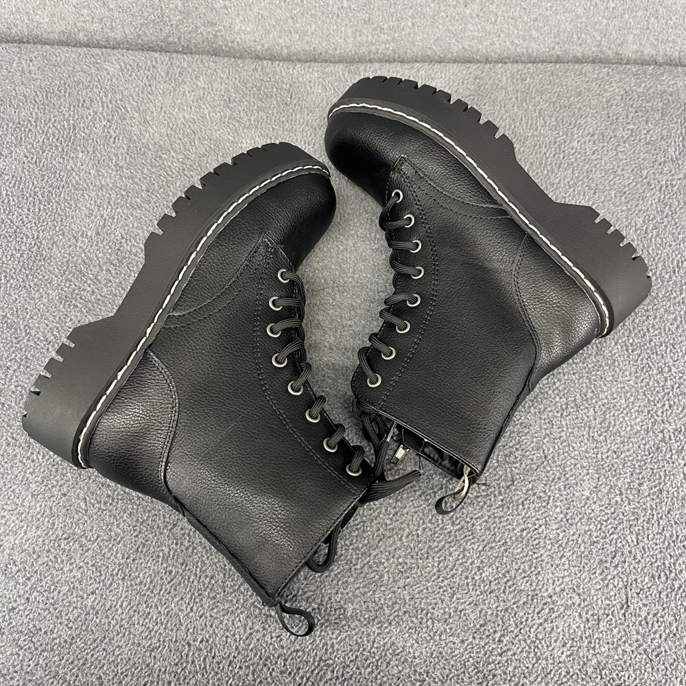 Sincerely Jules Harley Chunky Combat Leather Boots Women's‎ 7 M Black - Picture 10 of 13